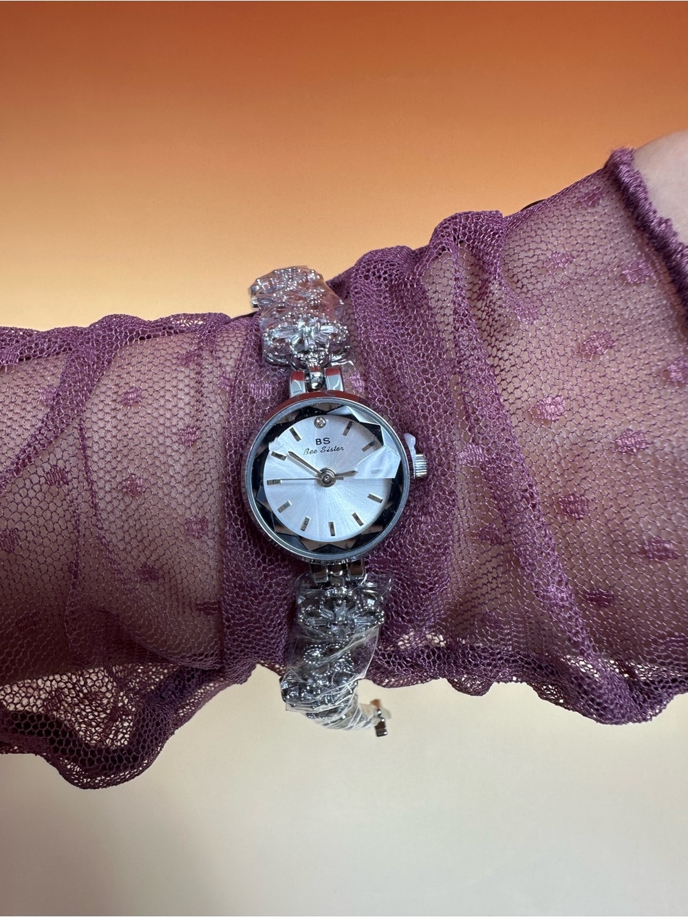 Silver Floral Bracelet Watch
